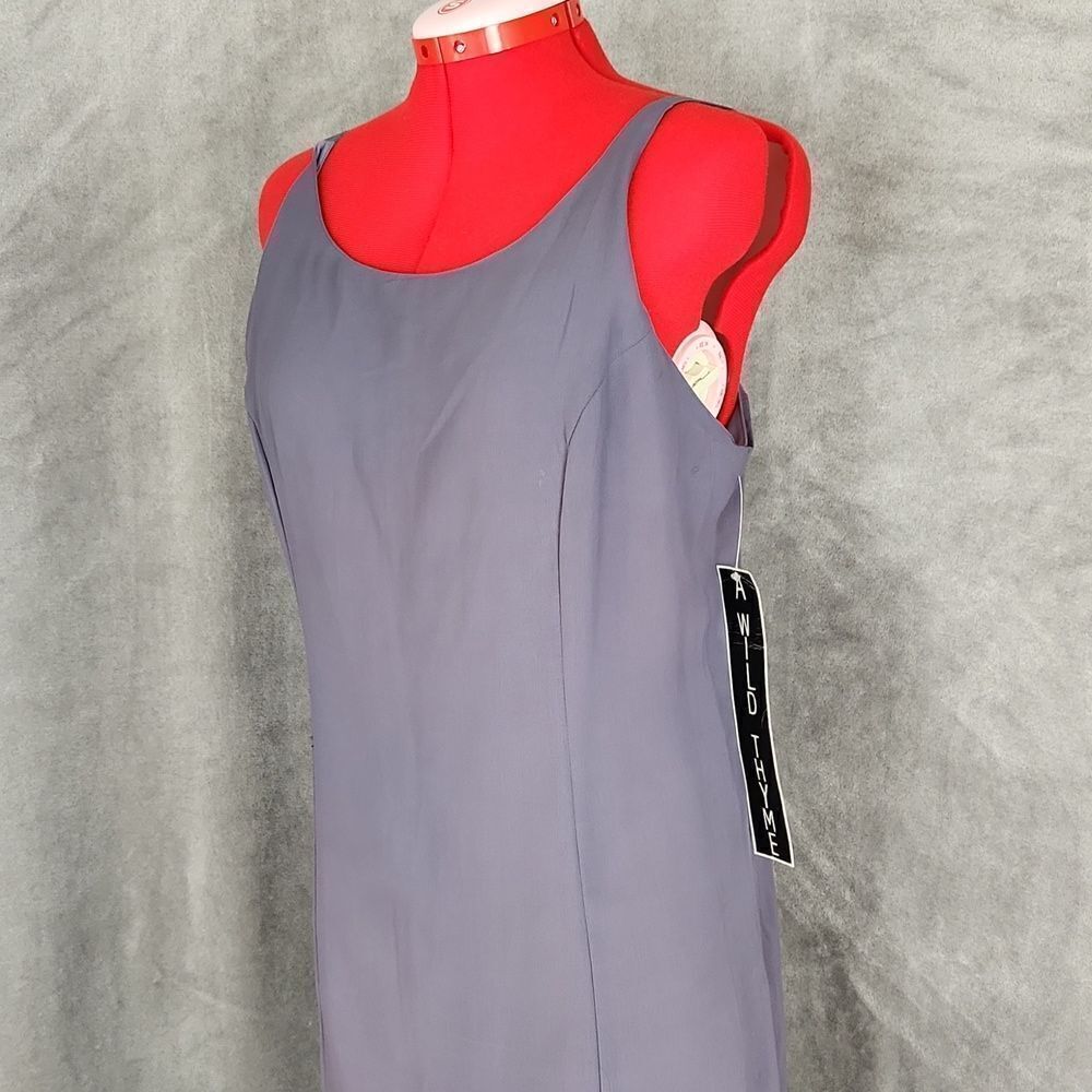 Wild Thyme NWT Gray Maxi Dress Size 10 Sleeveless Scoop Neck Side Slit - Picture 2 of 9